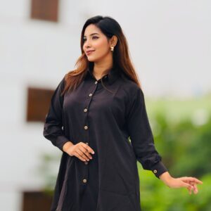 Elegant Women's Shirt in Premium Bangchur Cherry Fabric (Black)